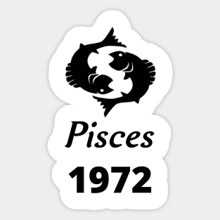 Black Zodiac Birthday Pisces 1969 Sticker